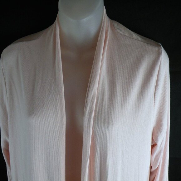 PJ Harlow Amelia Ribbed Open Front Pink Cardigan Sweater M - Picture 3 of 5
